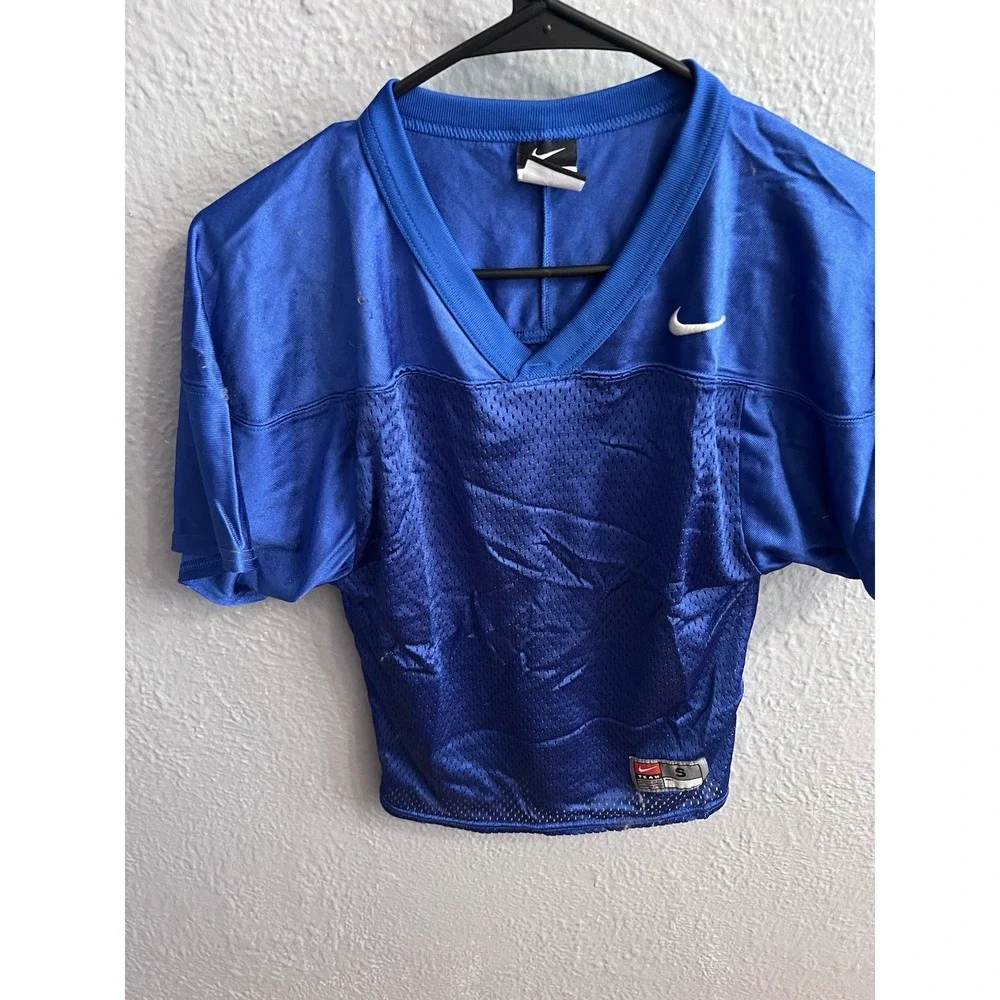 Vtg Nike Team Football Jersey Youth Small‎ Blank Practice Shirt Swoosh Logo Blue